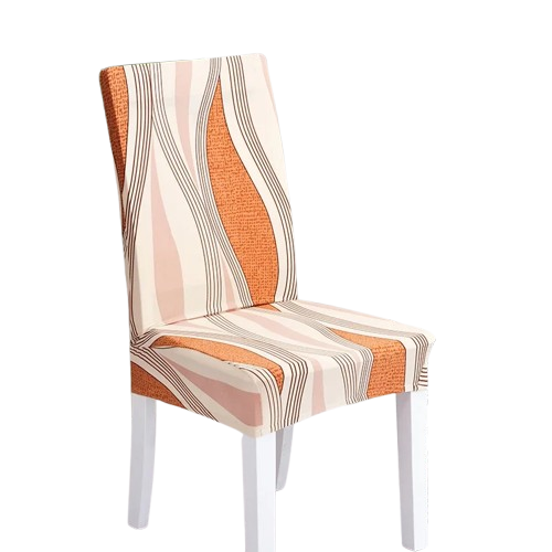 Housse de chaise extensible aux motifs ondulés beige et orange