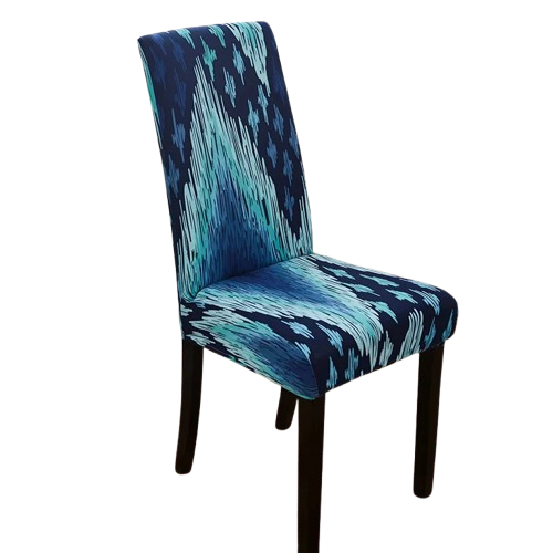Housse de chaise extensible bleu avec motif graphique effet cascade