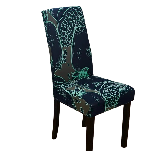 Housse de chaise extensible motif abstrait moderne bleu et noir – protection et décoration