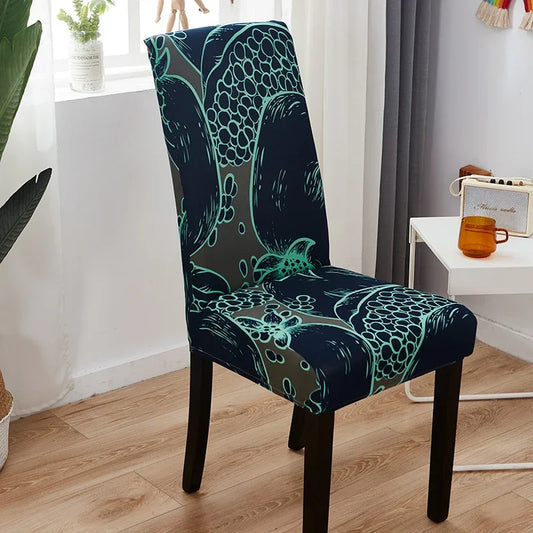 Housse de chaise extensible motif abstrait moderne bleu et noir – protection et décoration