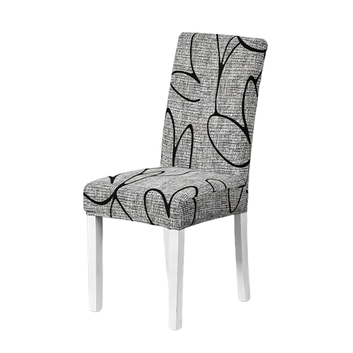 Housse de chaise imprimée moderne noir et gris – extensible, ajustement parfait et protection élégante.