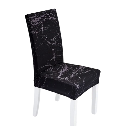 Housse de chaise noire extensible avec motif marbre moderne