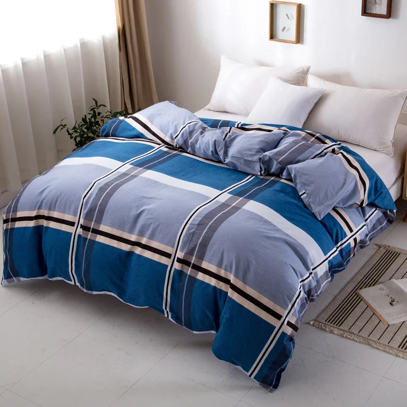 Housse de couette en coton à larges carreaux