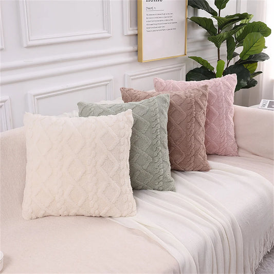 Housse de coussin carrée tricotée vintage en coton – Déco salon et chambre