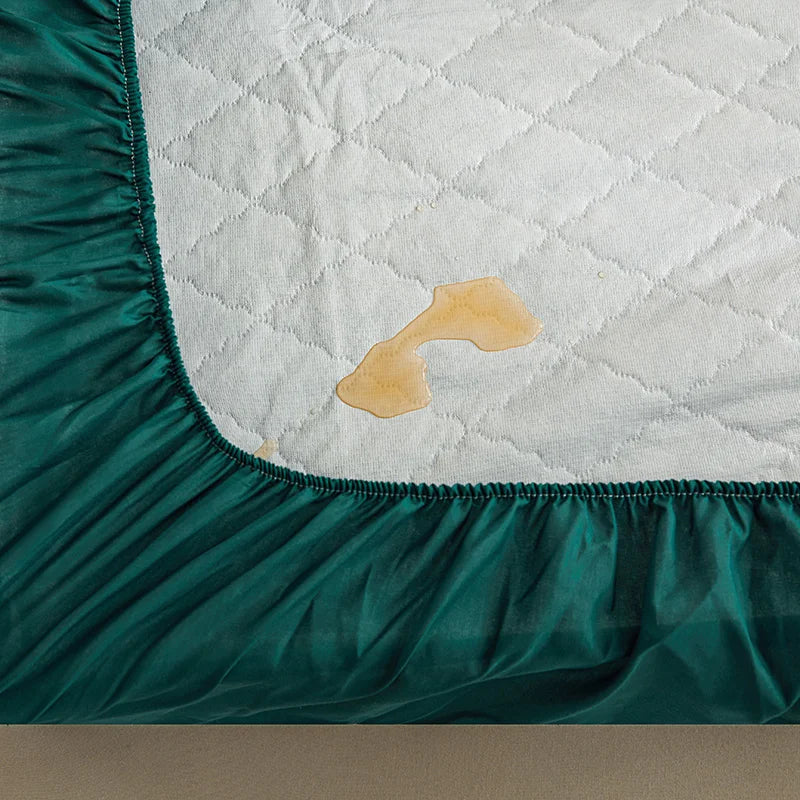 Housse de matelas imperméable en polyester matelassé – Protège-matelas respirant gris et vert