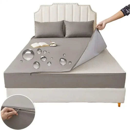 Housse de matelas imperméable 6 faces zippée – protège-matelas respirant (bleu / gris / rouge / vert / blanc)