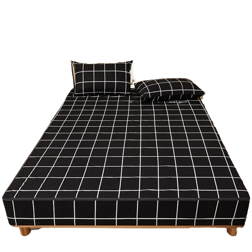 Housse de Matelas Imperméable à Carreaux Noirs – Protège-Matelas Moderne & Anti-Acariens