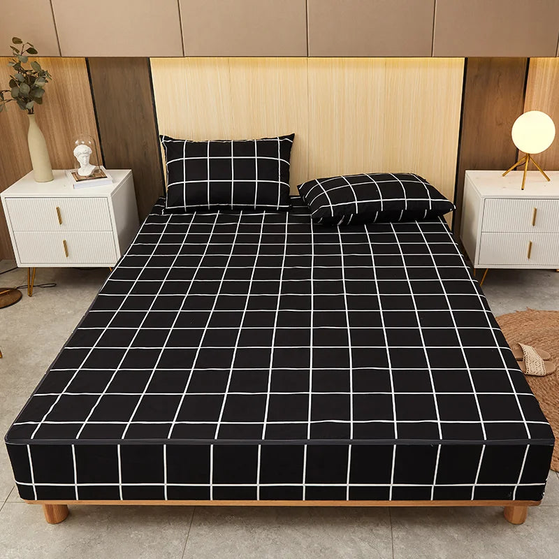 Housse de matelas imperméable à carreaux noirs et blancs – Protège-matelas respirant et moderne
