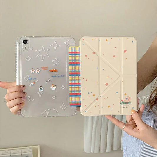 Housse iPad avec Étoiles et Motifs Cartoon