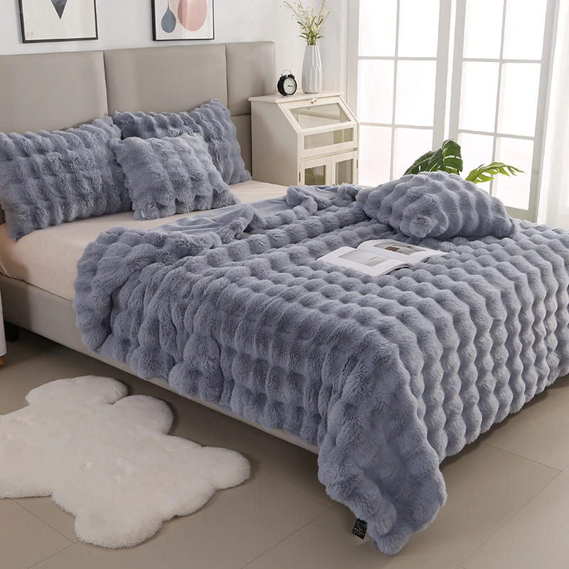 Plaid Chaud Epais Gris