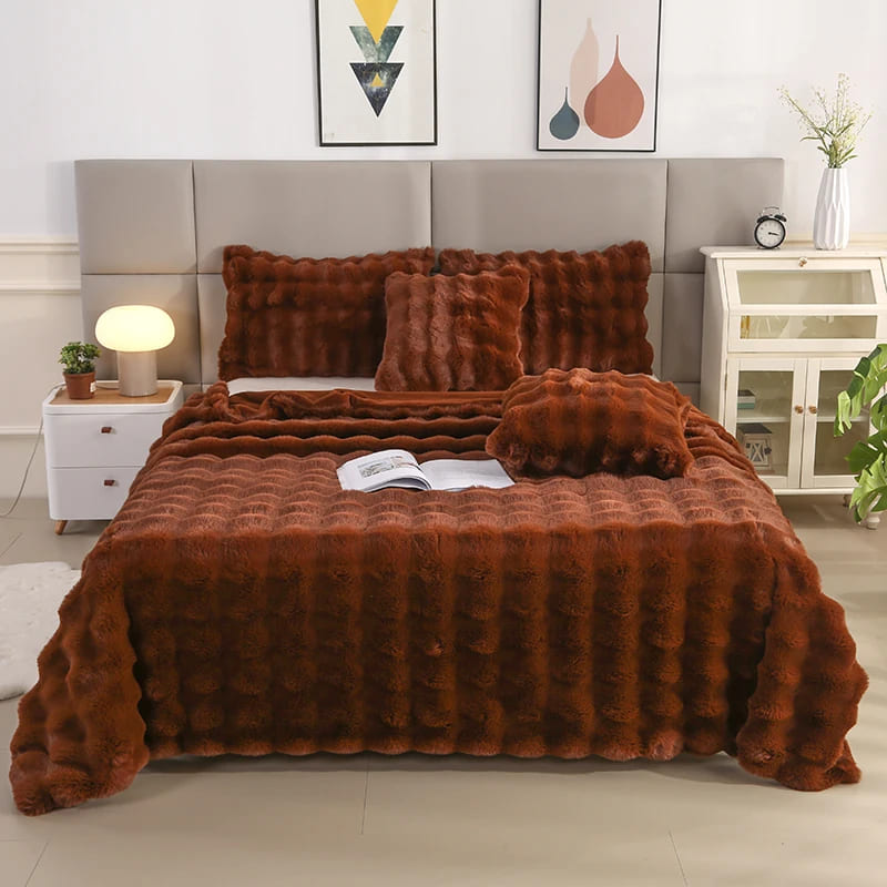 Plaid Chaud Epais Marron