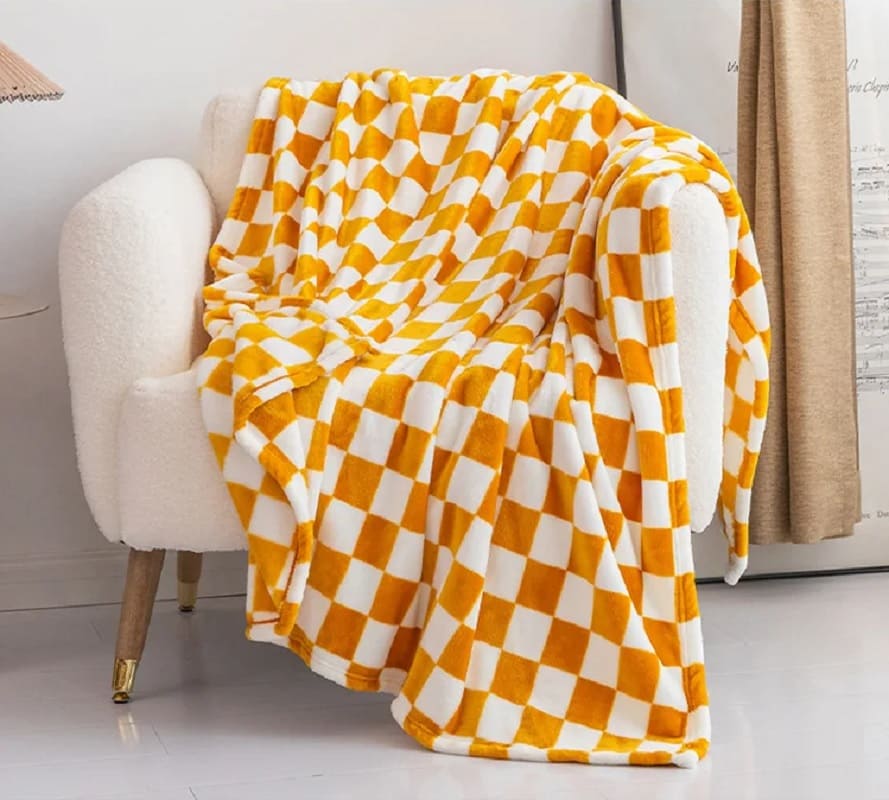 Plaid Cocooning Jaune Moutarde