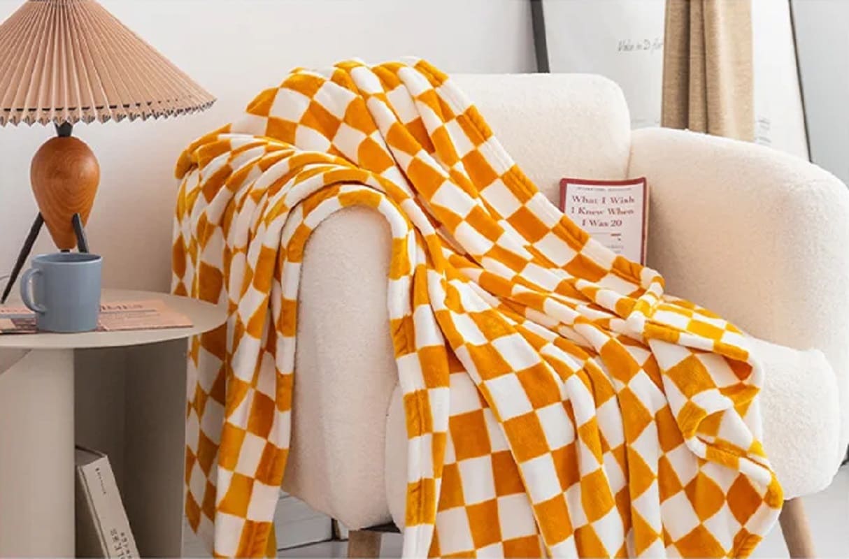 Plaid Cocooning Jaune Moutarde