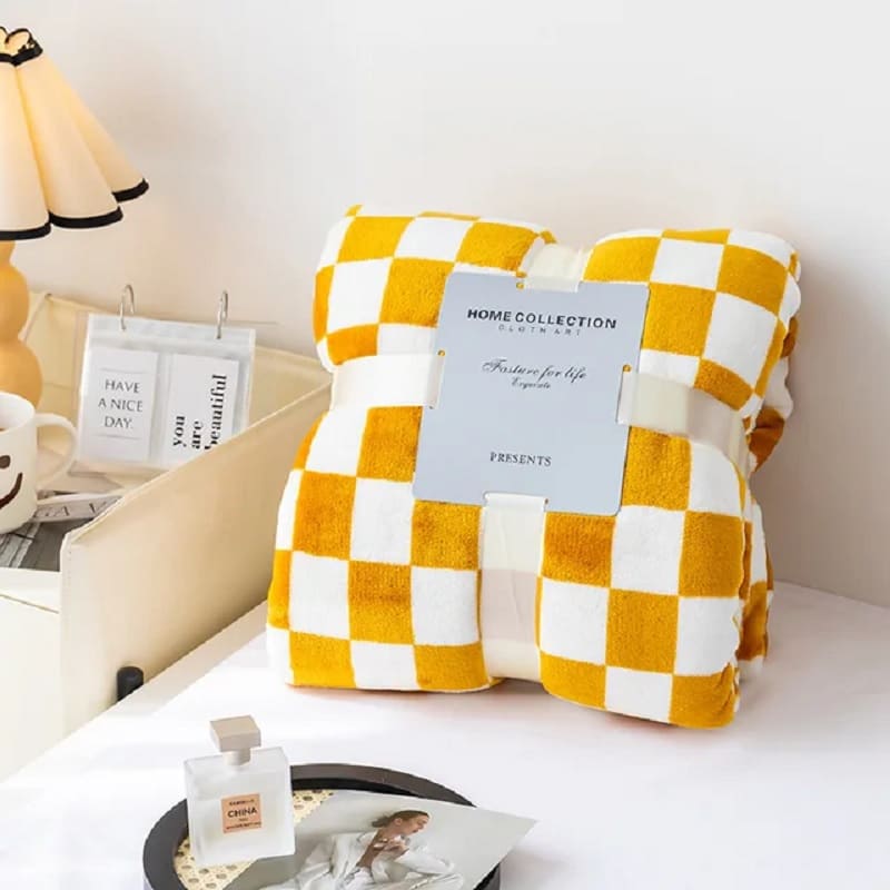 Plaid Cocooning Jaune Moutarde