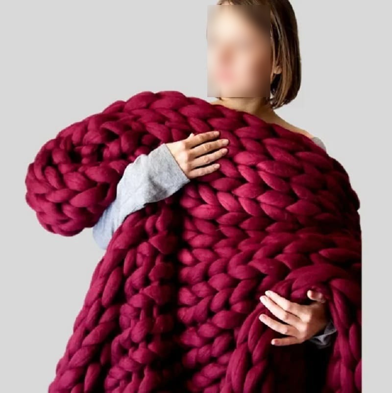 Plaid Grosse Maille Bordeaux