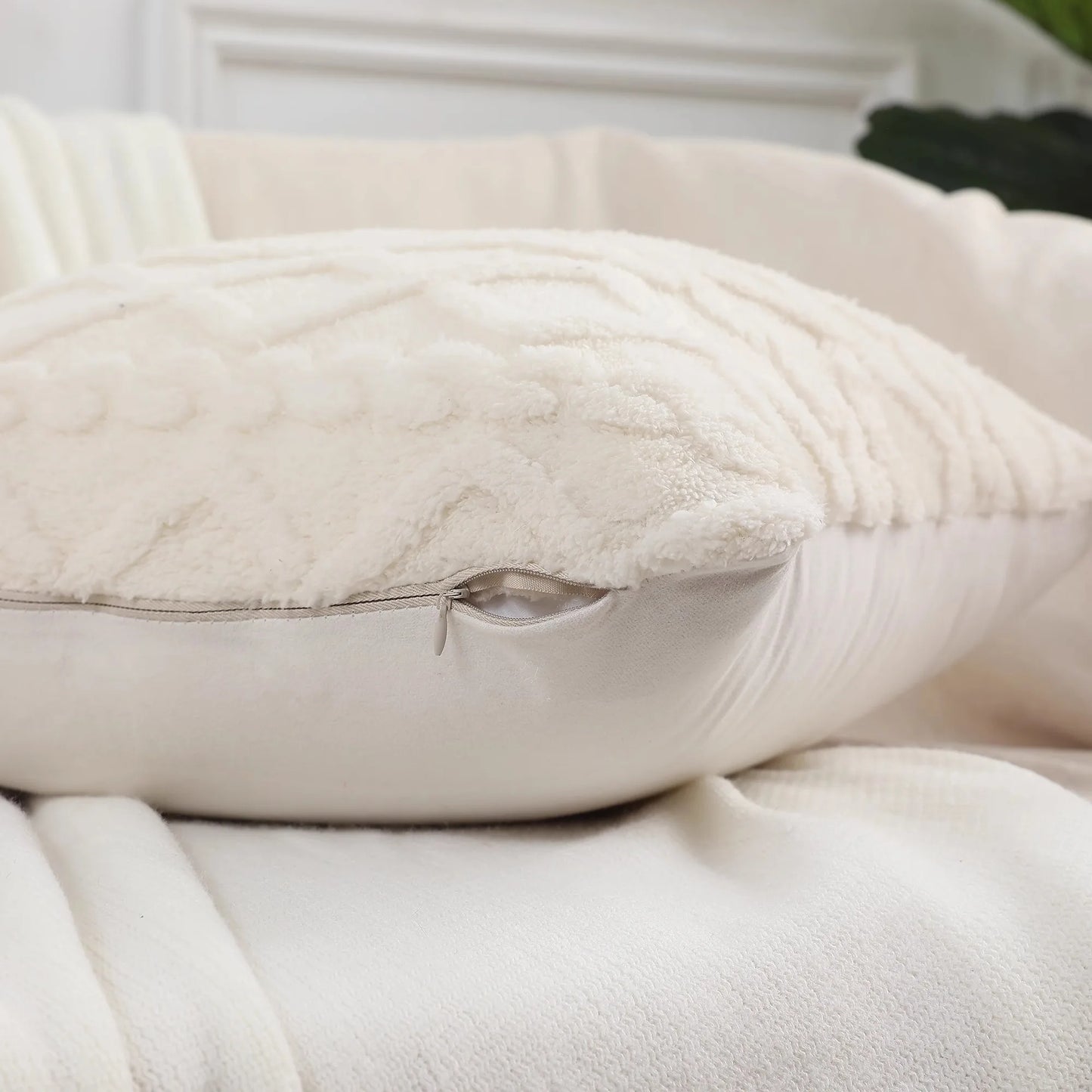 Housse de Coussin Carré Déco Luxe en Coton