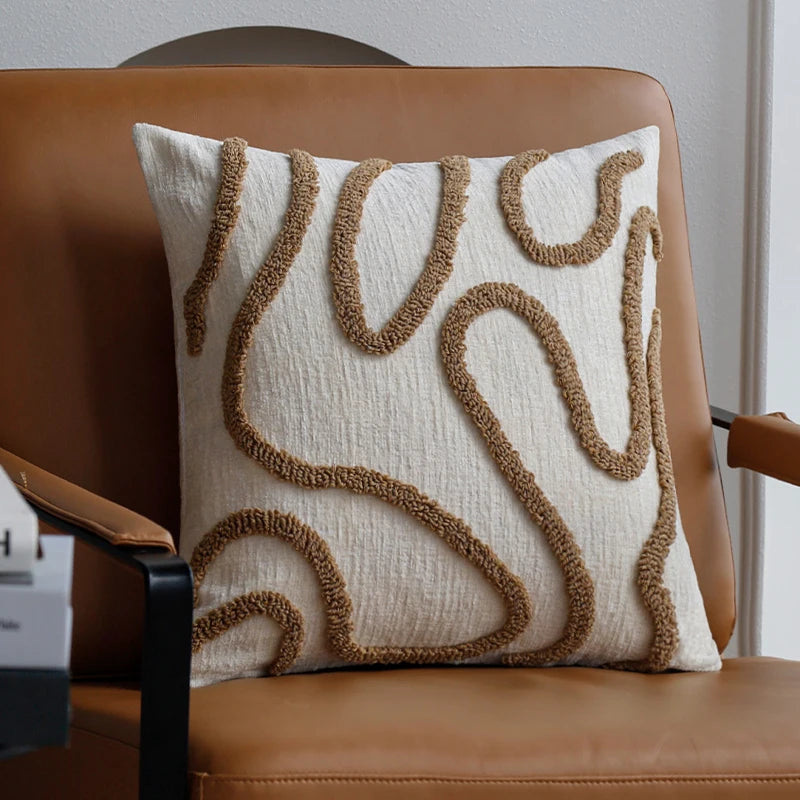 Housse de Coussin Géométrique Brodée – Déco Moderne & Chic 45x45cm