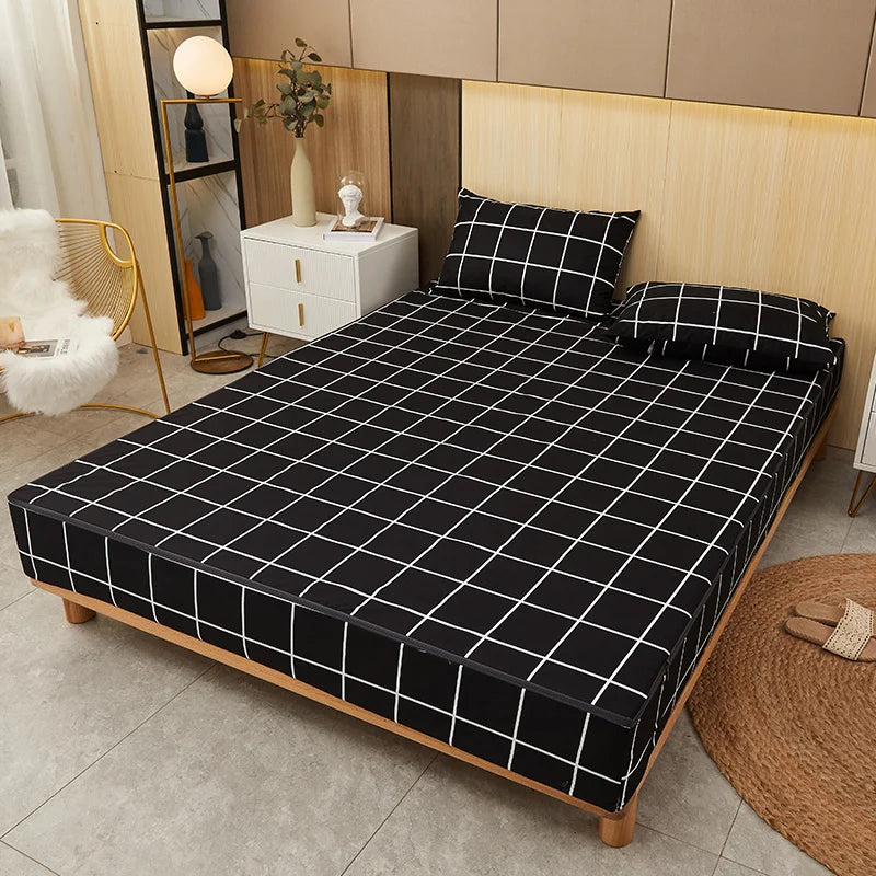 Housse de Matelas Imperméable à Carreaux Noirs – Protège-Matelas Moderne & Anti-Acariens