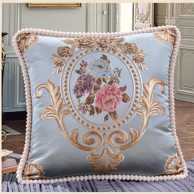 Housse de Coussin Jacquard Fleurie – Style Classique Chic | Déco Luxe pour Canapé & Fauteuil