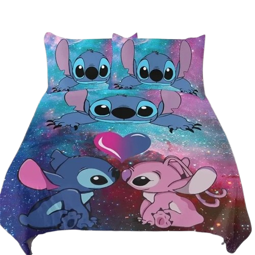 Housse de Couette Stitch Galaxy – Duo Cosmic & Cœur Étoilé