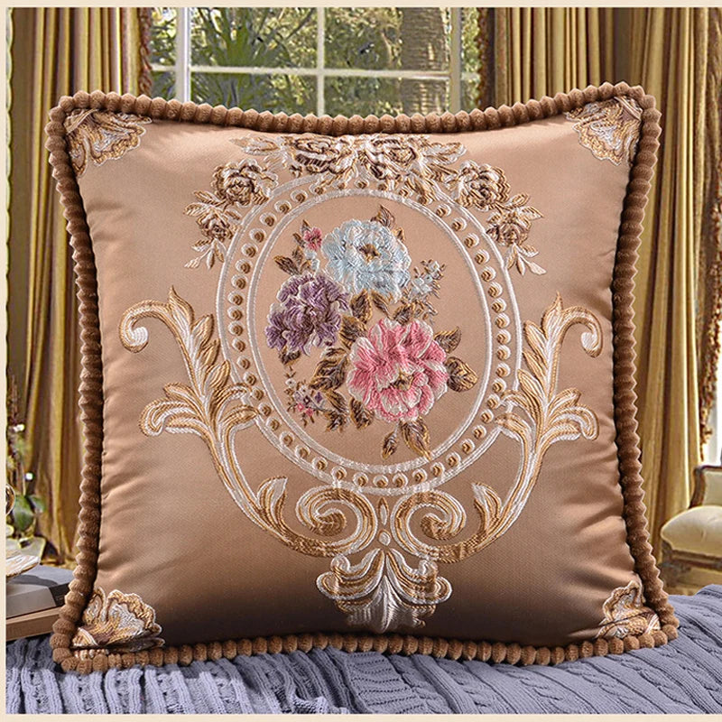 Housse de Coussin Jacquard Fleurie – Style Classique Chic | Déco Luxe pour Canapé & Fauteuil