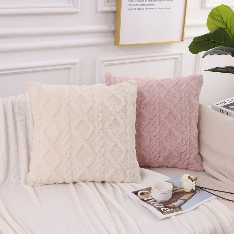 Housse de Coussin Carré Déco Luxe en Coton