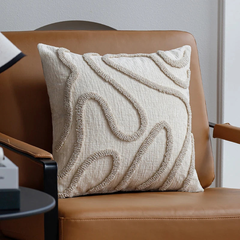 Housse de Coussin Géométrique Brodée – Déco Moderne & Chic 45x45cm
