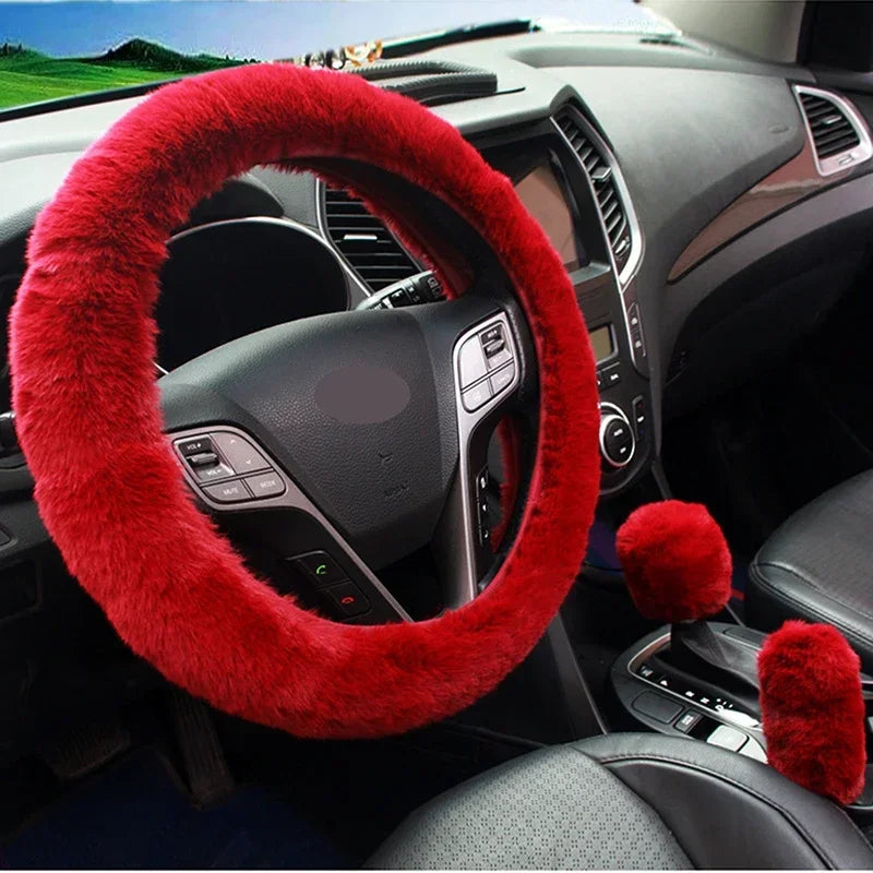 couvre volant peluche rouge