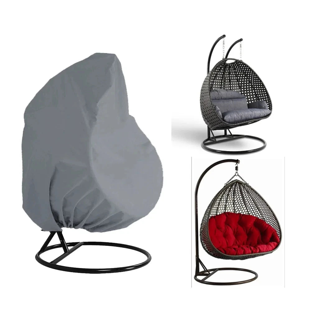 Housse imperméable pour fauteuil suspendu gris, dimensions 190 x 115 cm, adaptée aux chaises œuf ou pod.