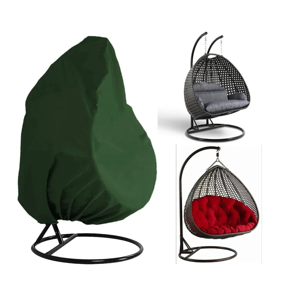 Housse imperméable pour fauteuil suspendu vert, dimensions 190 x 115 cm, idéale pour chaises œuf ou pod.