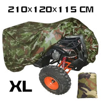 Thumbnail for Vue avant d’un quad protégé par une housse imperméable (camouflage) avec dimensions.
