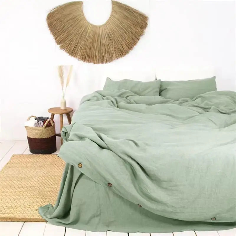 housse de couette lin vert