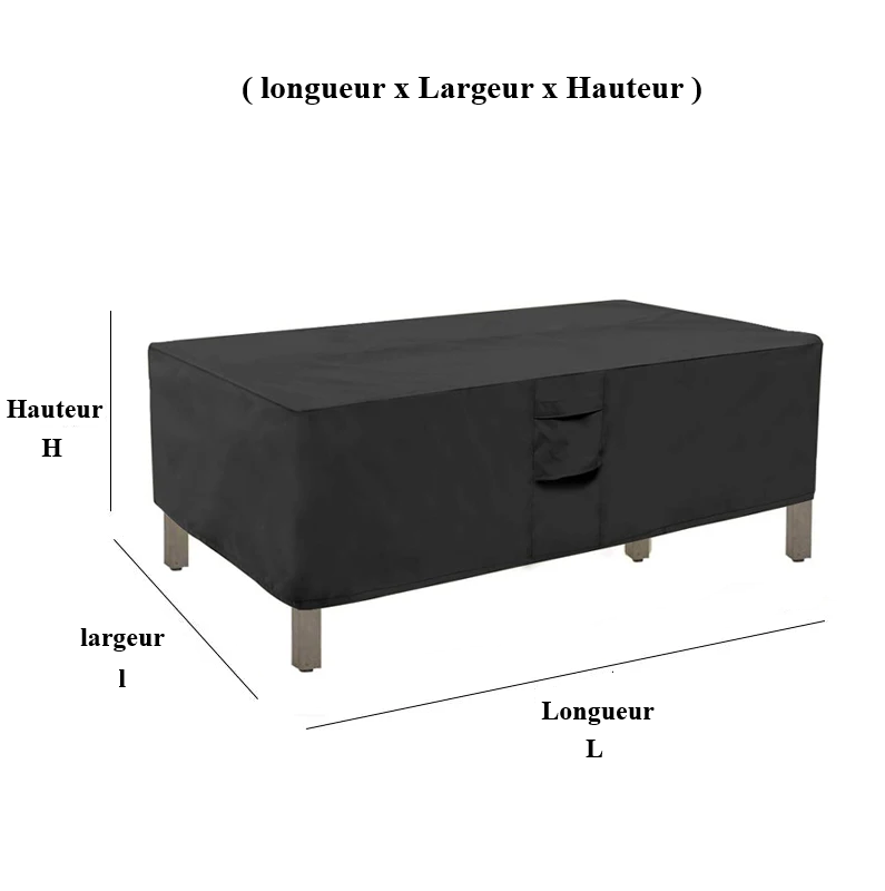 housse imperméable noir mobilier de jardin plusieurs dimensions