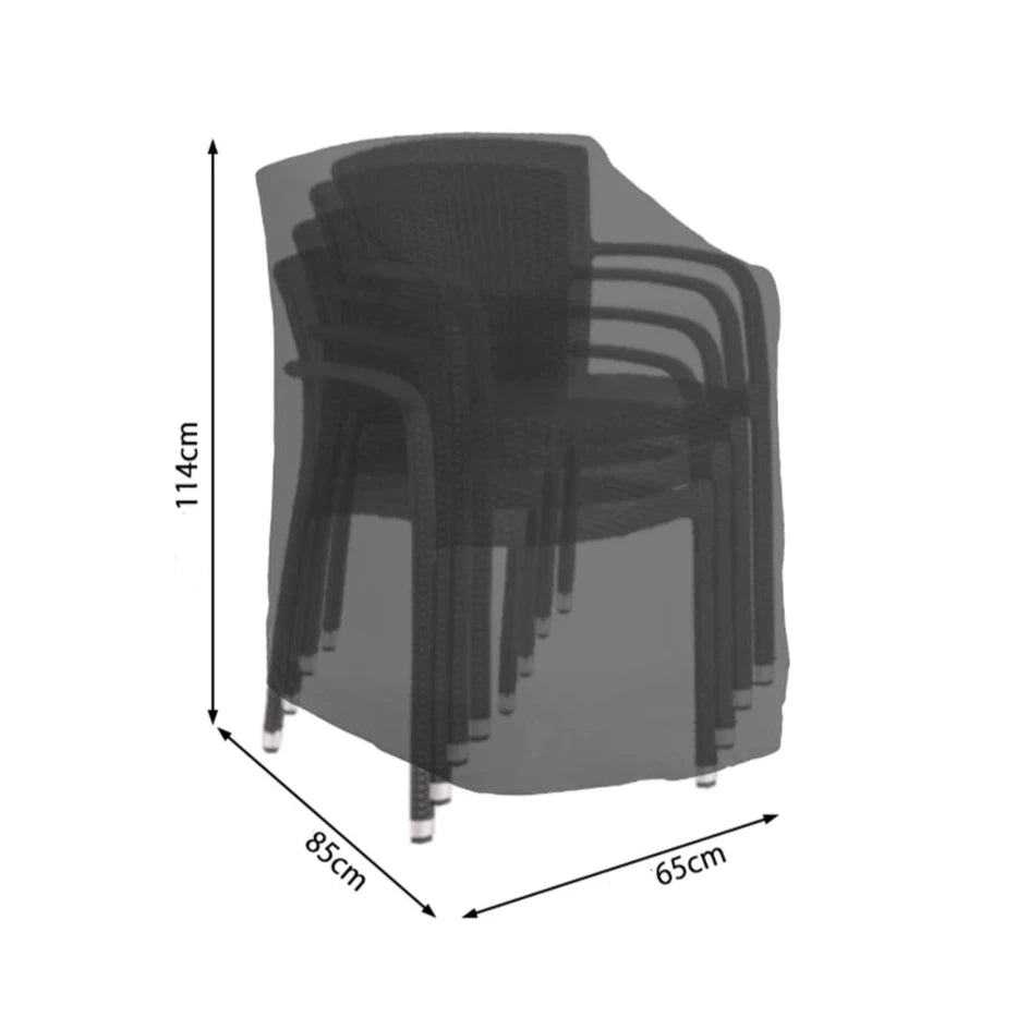 Protection étanche pour chaises empilées de jardin, résistante à la pluie, au soleil et au vent, idéale pour les meubles extérieurs.