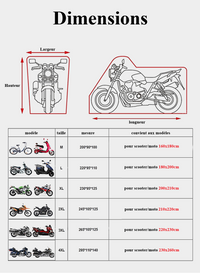 Thumbnail for tableau des tailles housse scooter moto